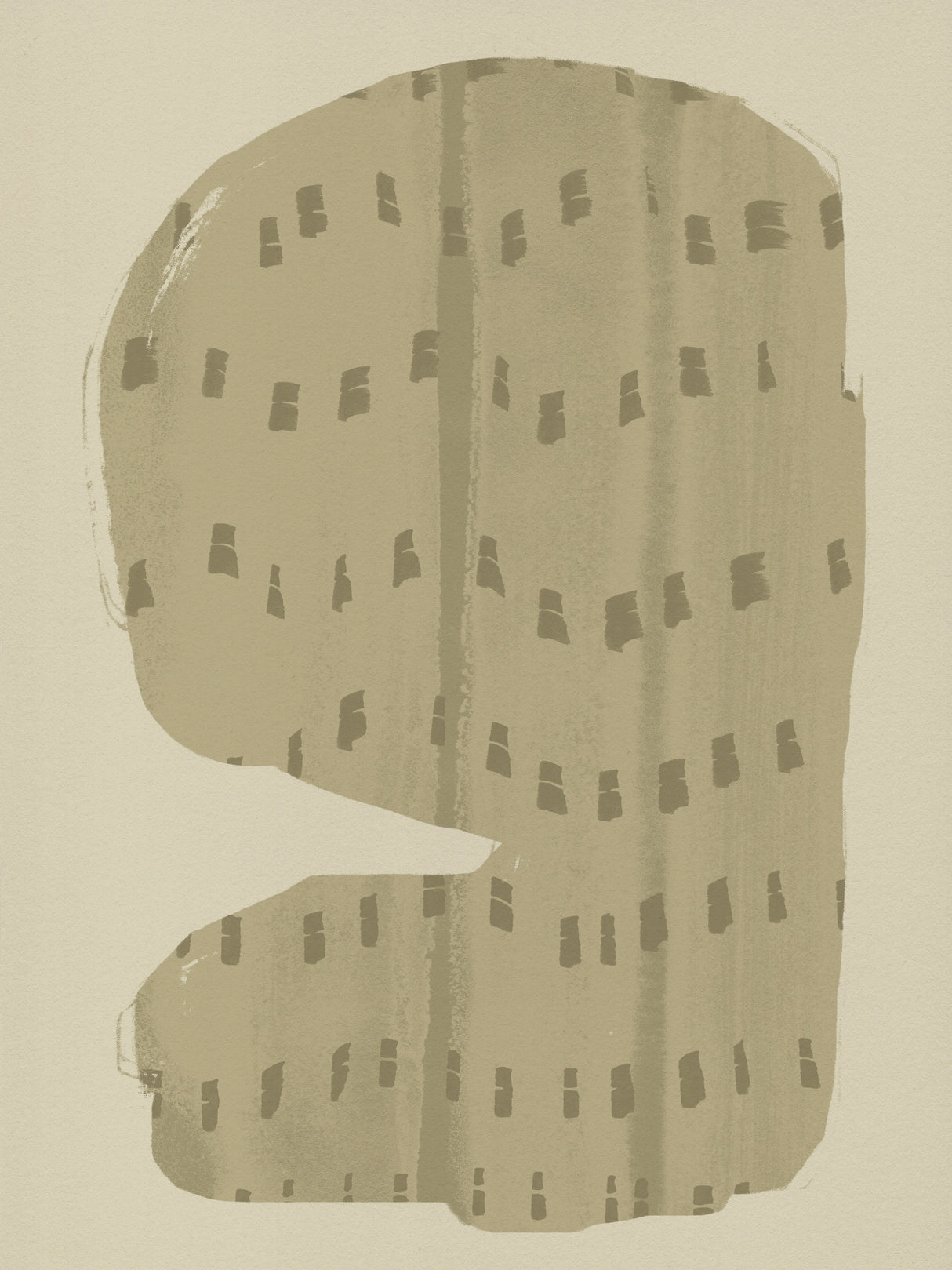 Organic Patterned Shapes in grey green on beige. Poster och Canvastavla