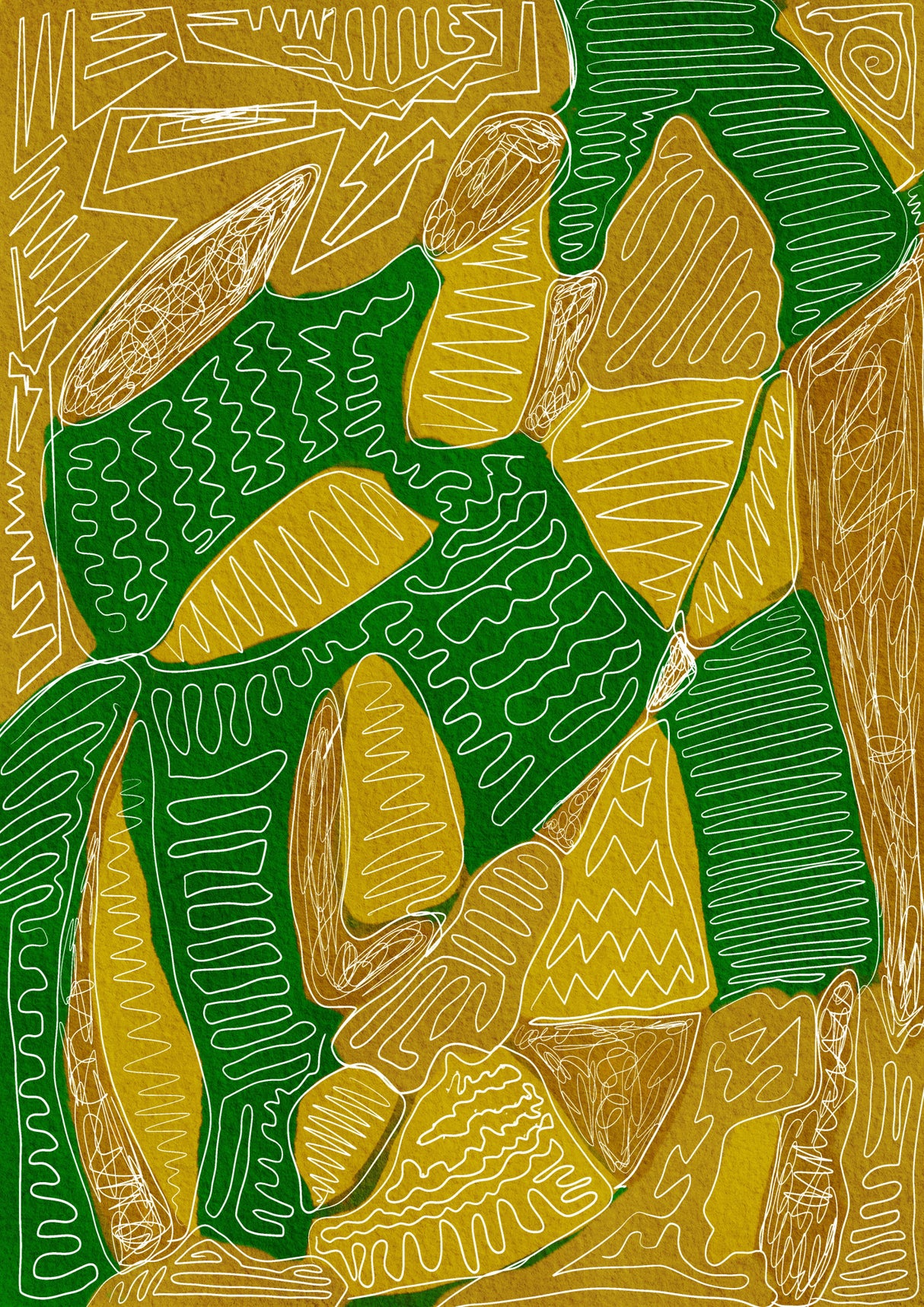 Gold and green abstract Poster och Canvastavla