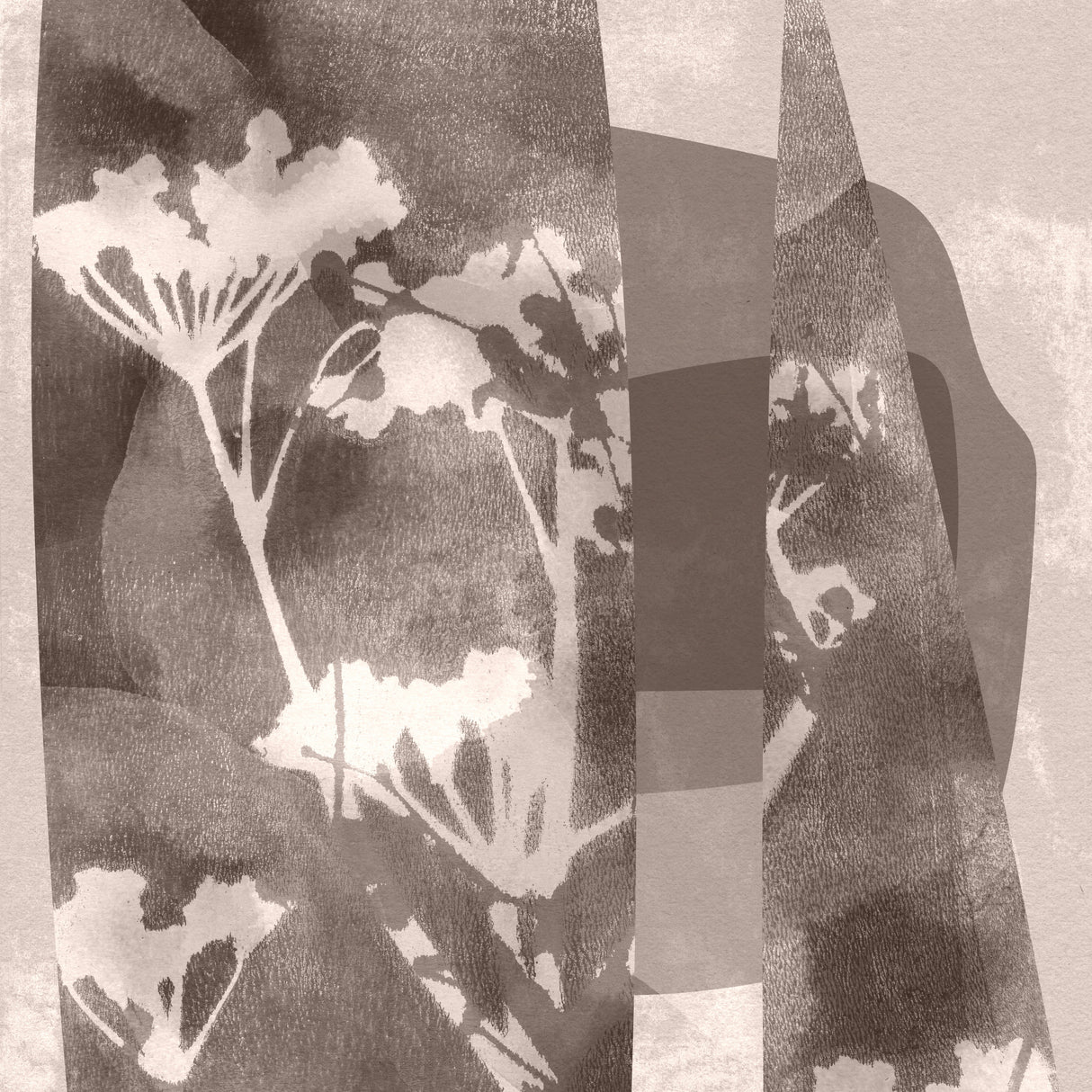 Abstract florals and organic shapes in taupe no.1 Poster och Canvastavla