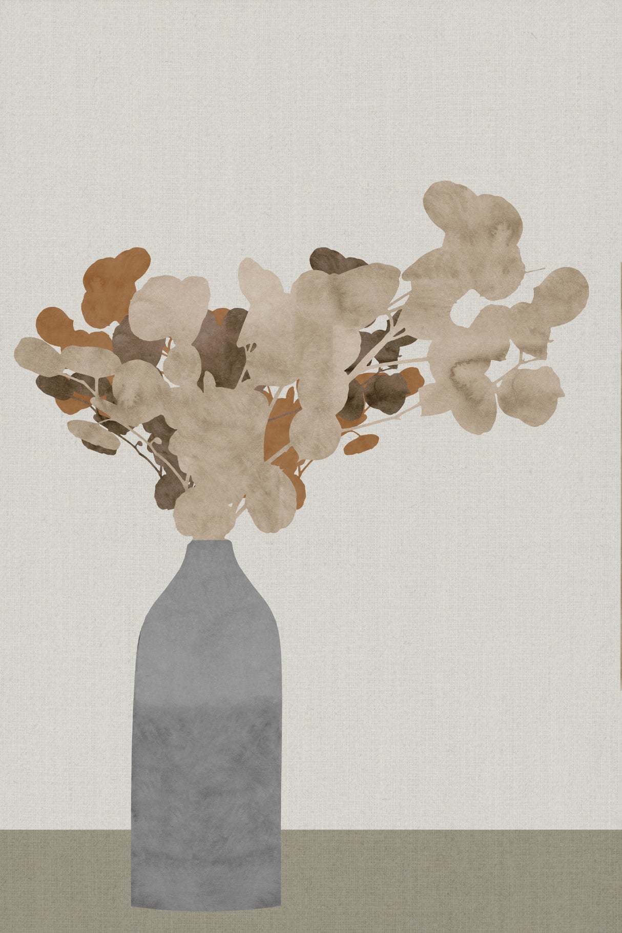 Rust Brown Dried Flowers In Vase On Table 1 Jpg Poster och Canvastavla