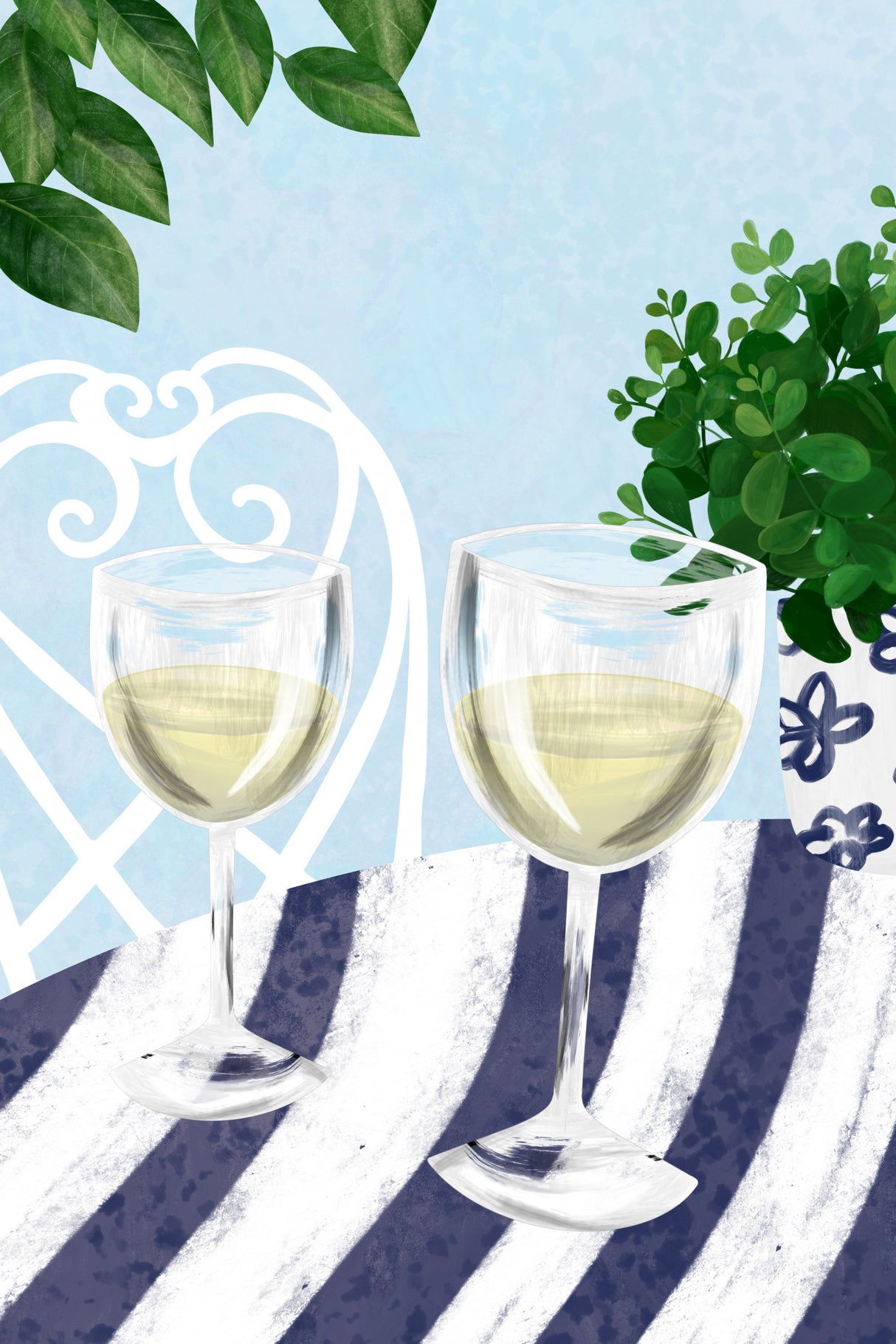 White wine under the tree Poster och Canvastavla