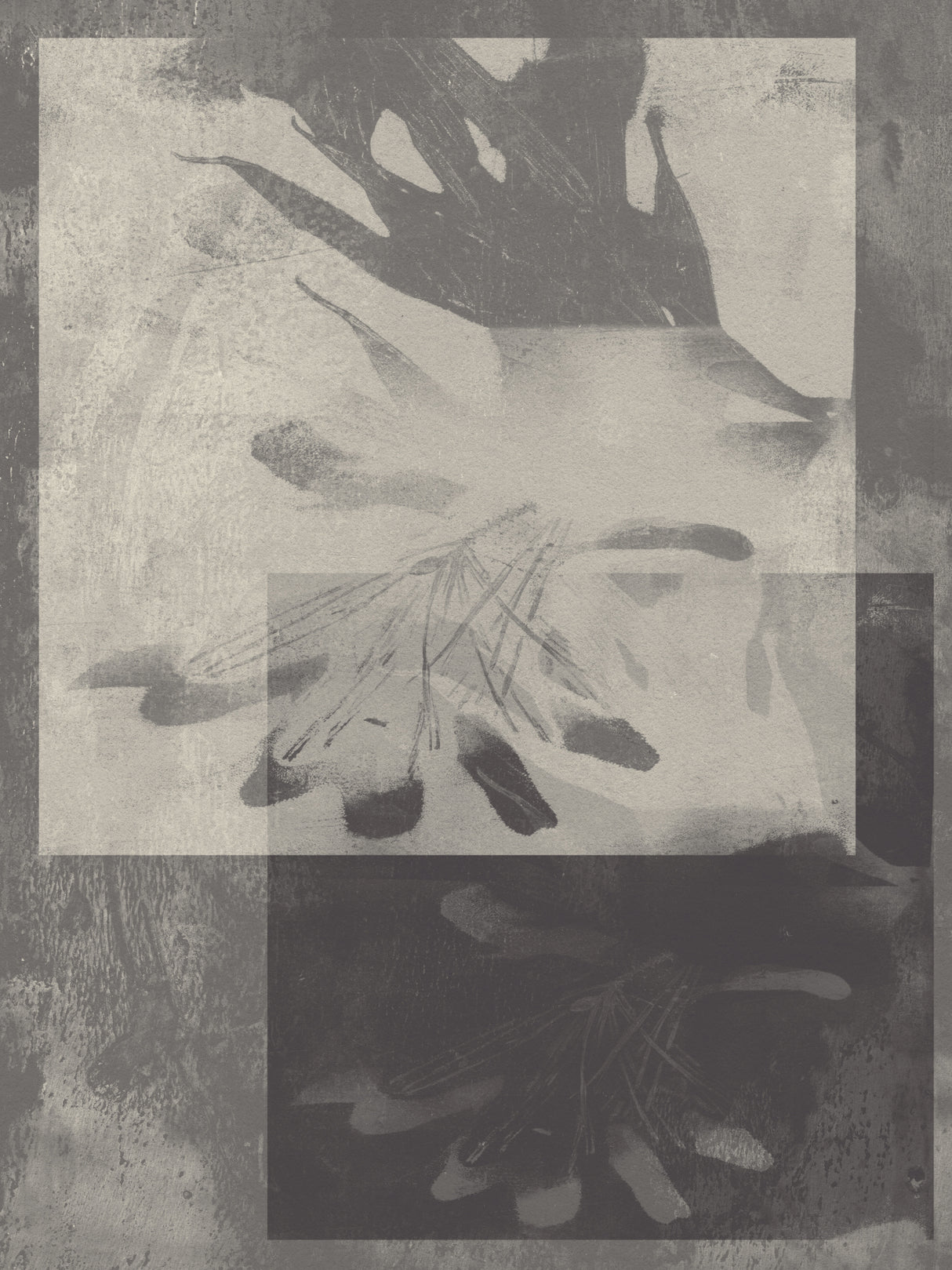 Neutral Abstract. Leaves in taupe and white. Poster och Canvastavla