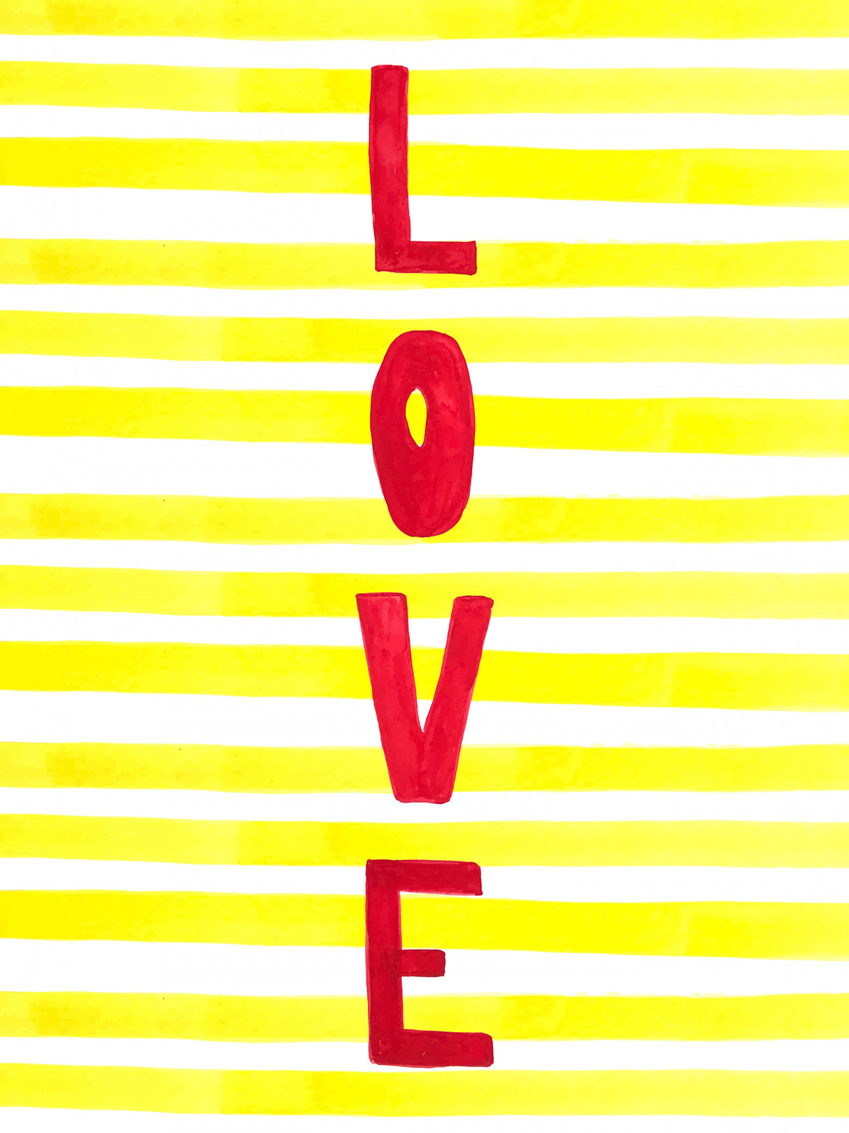 Love Vertical Rayas Amarillas Poster och Canvastavla