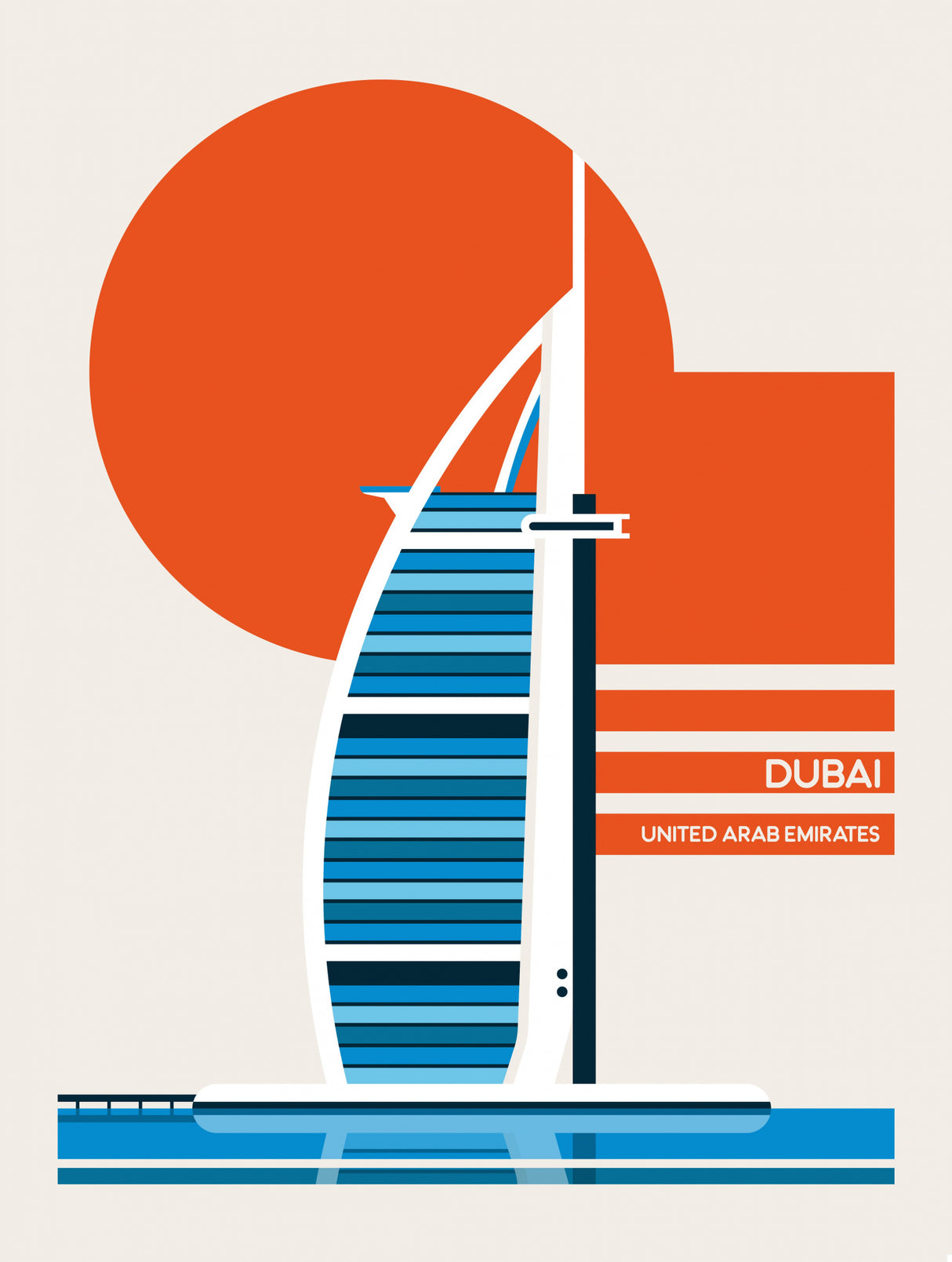 Dubai Burj Al Arab Minimalist Retro Travel Print Poster och Canvastavla