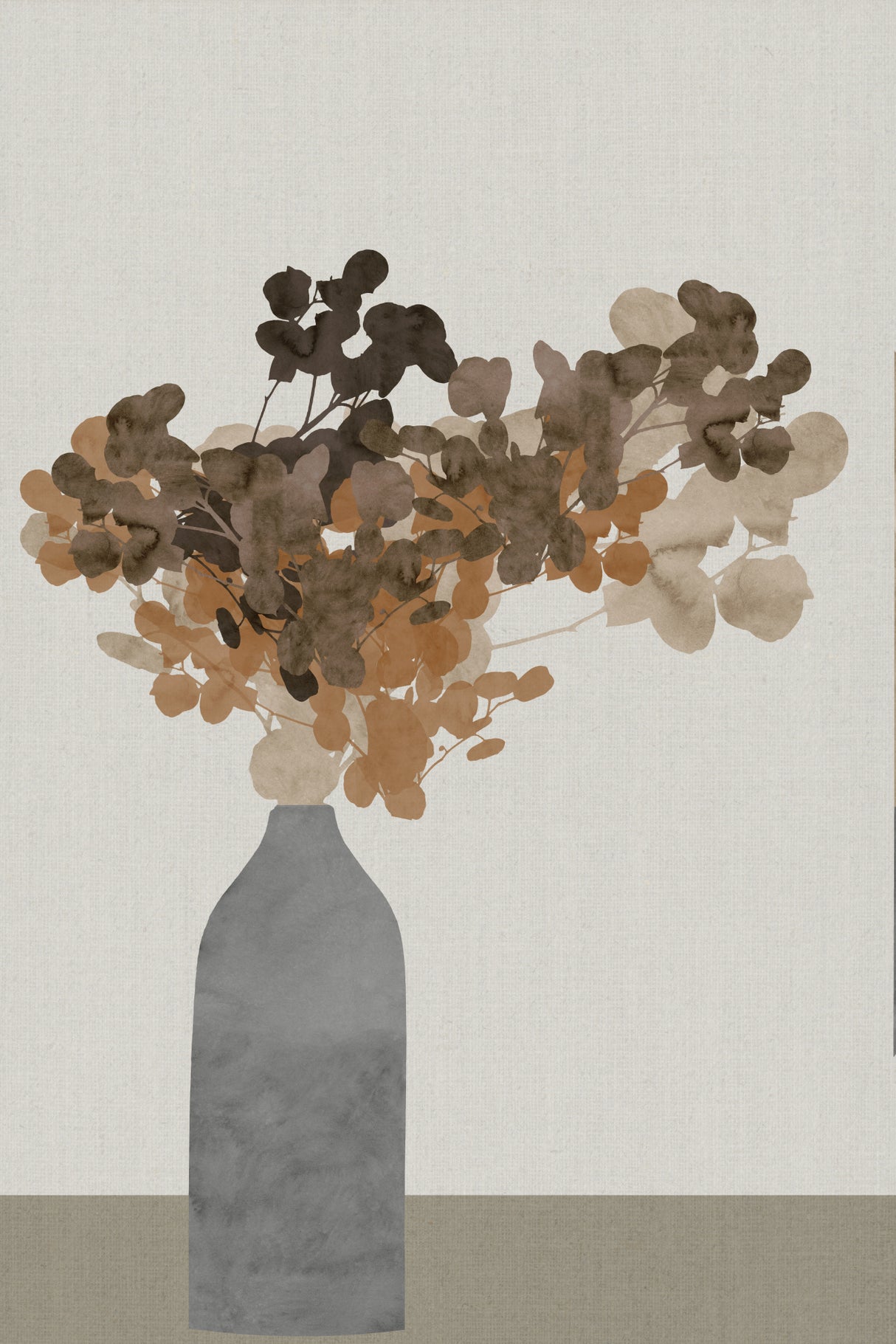 Rust Brown Dried Flowers In Vase On Table 2 Poster och Canvastavla