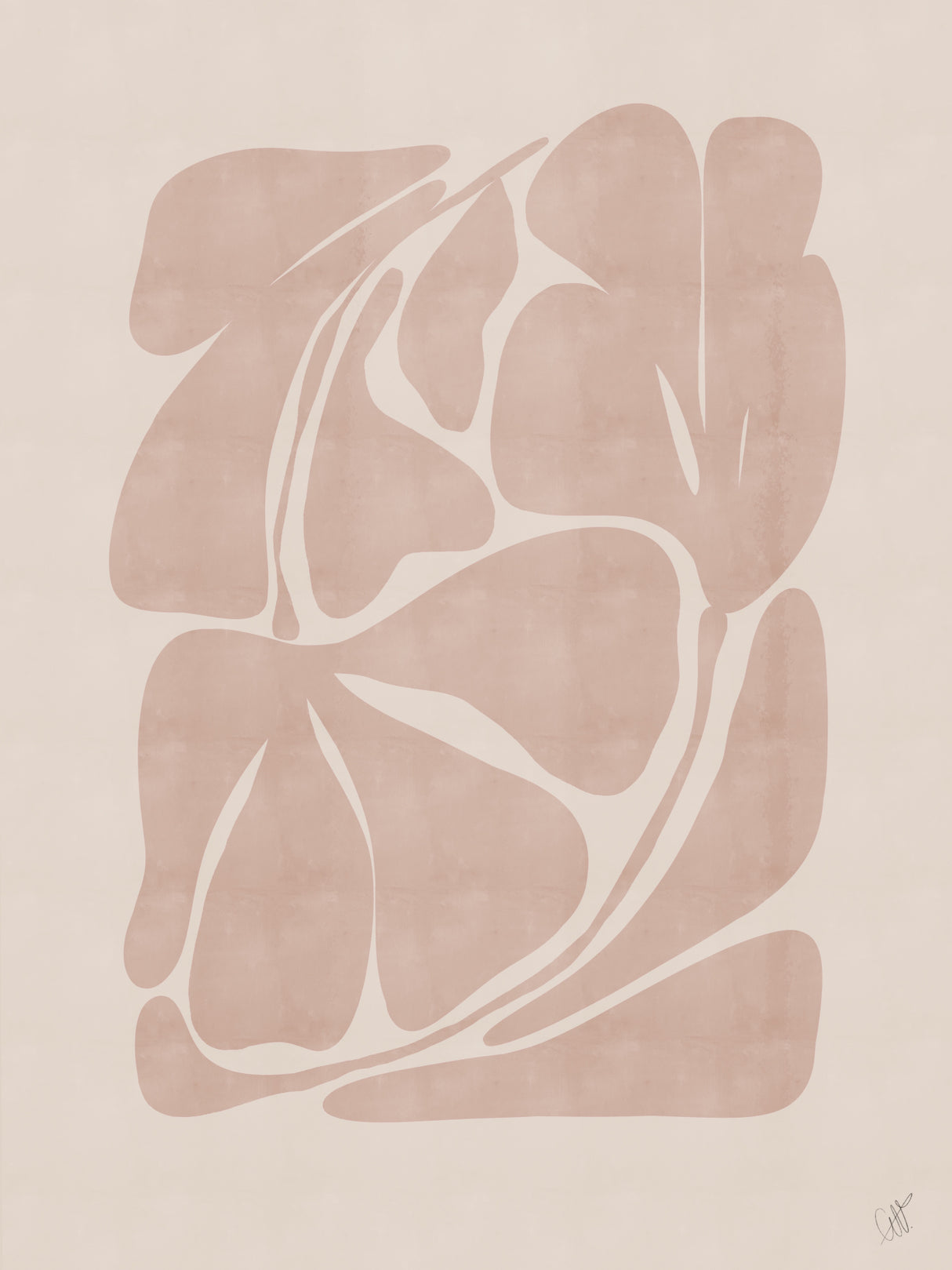 Beige Abstract Shapes Poster och Canvastavla