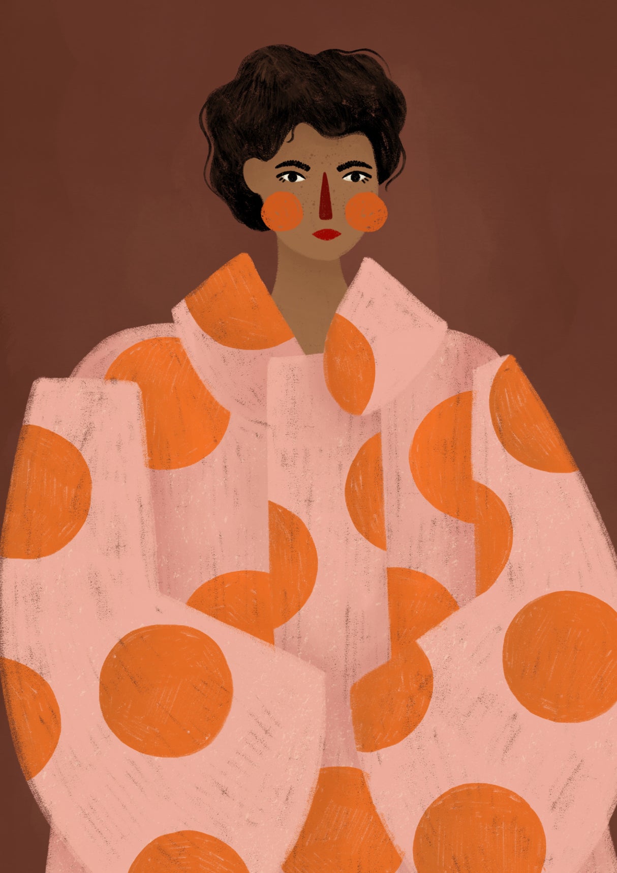 Woman With Orange Dots Poster och Canvastavla