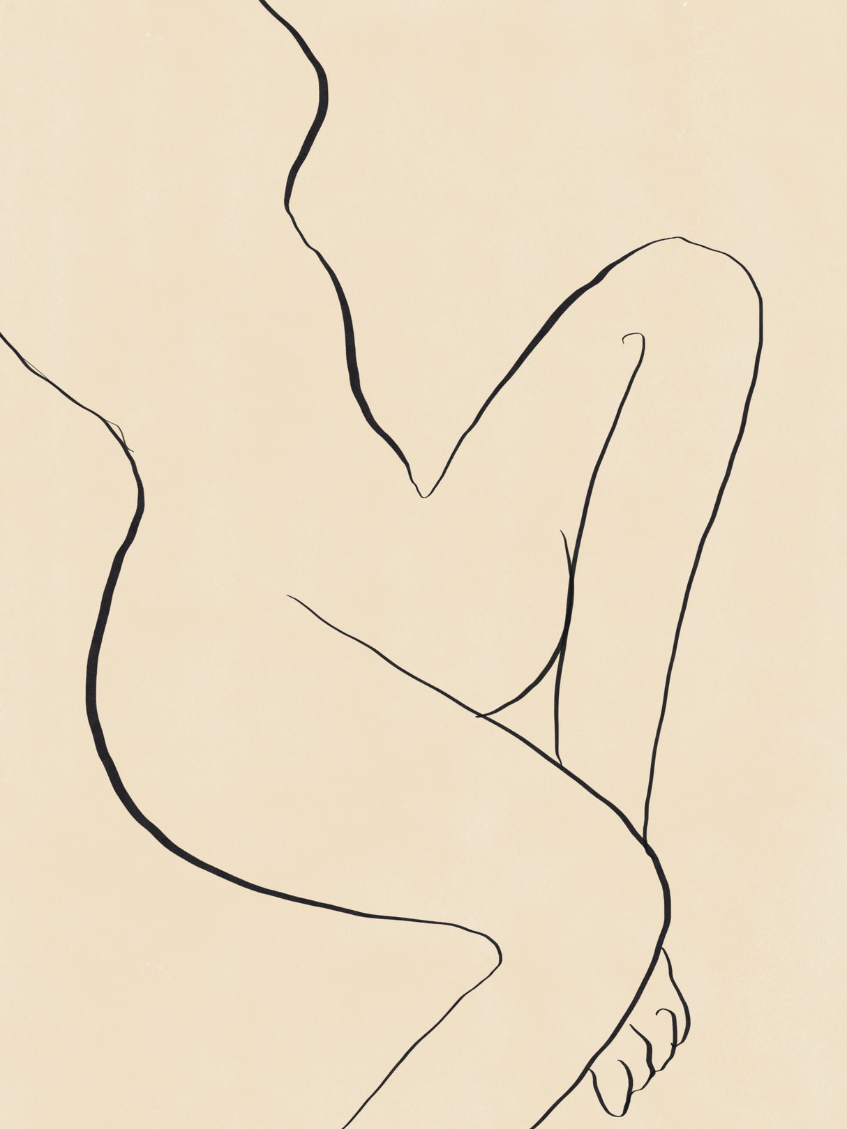 Minimal line art sitting nude Poster och Canvastavla