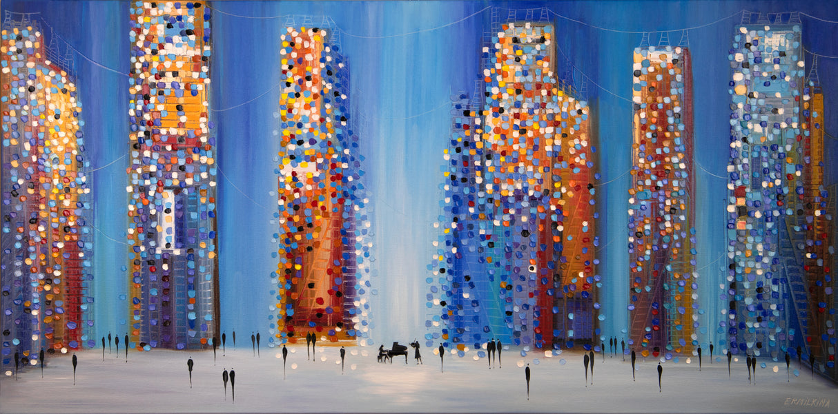 Ermilkina Music In the City 24x48 Oil Poster och Canvastavla