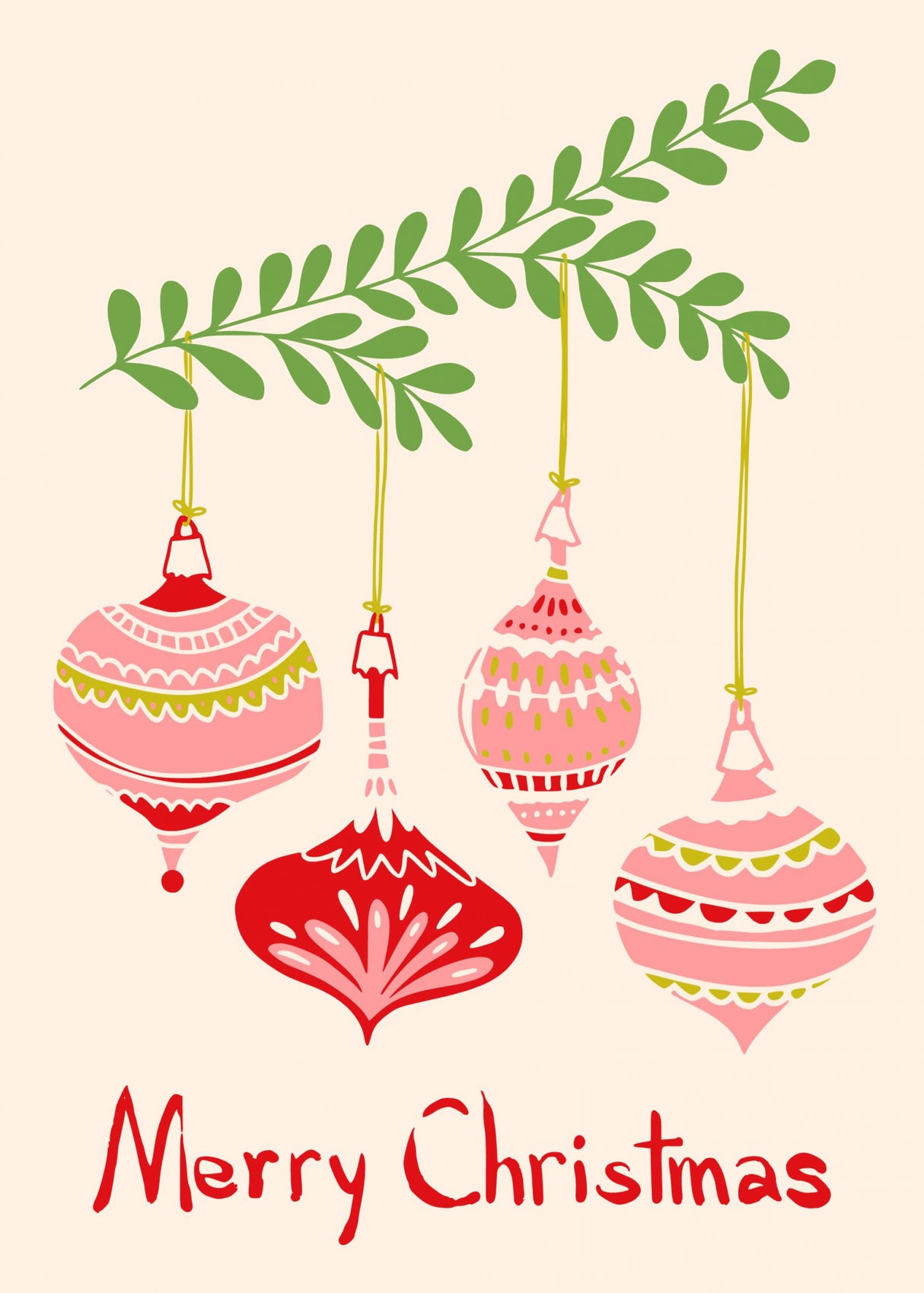 Cheerful Little Christmas Baubles Pink Illu.png Poster och Canvastavla