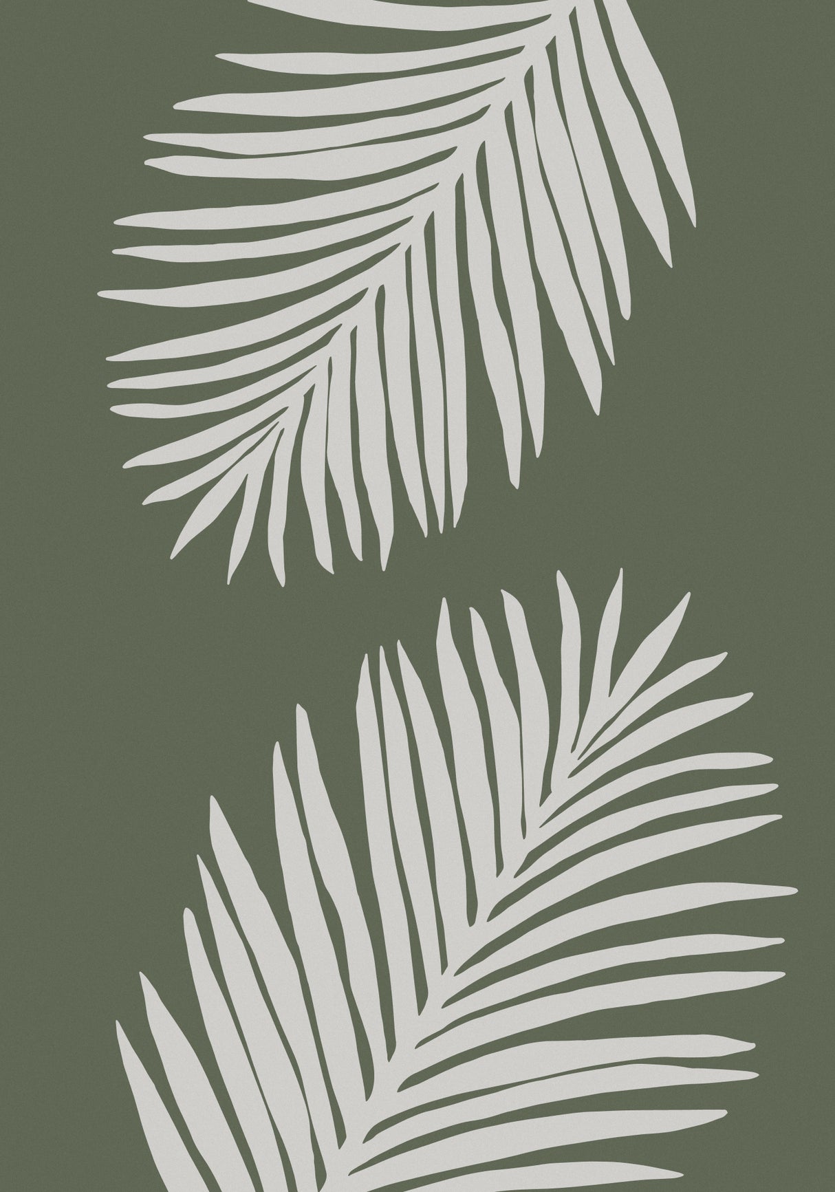 PALM LEAF 06 GREEN WHITE Poster och Canvastavla