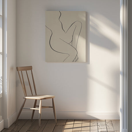 Minimal line art sitting nude Poster och Canvastavla