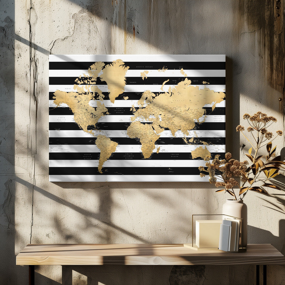 Detailed world map with cities, Harper Poster och Canvastavla