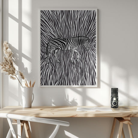 African Zebra striking camouflage Poster och Canvastavla