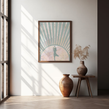 Yoga Boho Sun Rise Green 1 Poster och Canvastavla