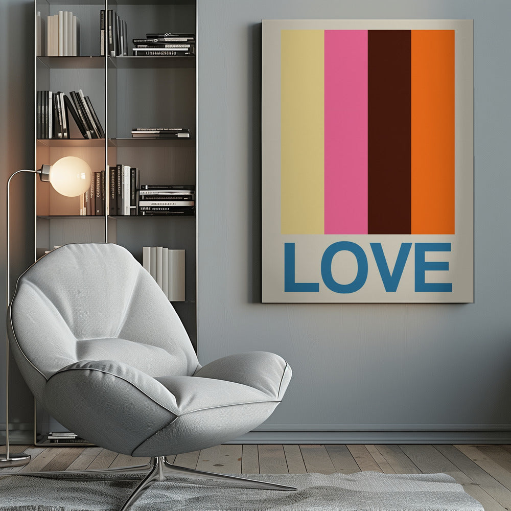 Retro Stripe LOVE Summer Fruits Poster och Canvastavla