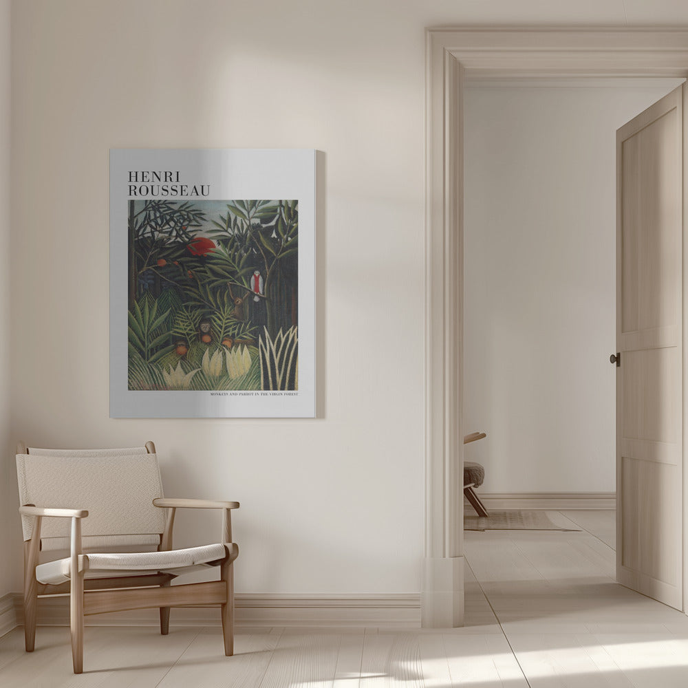 Monkeys And Parrot In The Virgin Forest Poster och Canvastavla