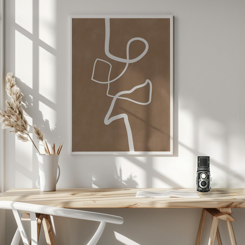 Brown Single Line Artwork Poster och Canvastavla