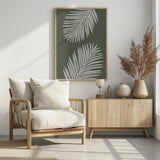 PALM LEAF 06 GREEN WHITE Poster och Canvastavla