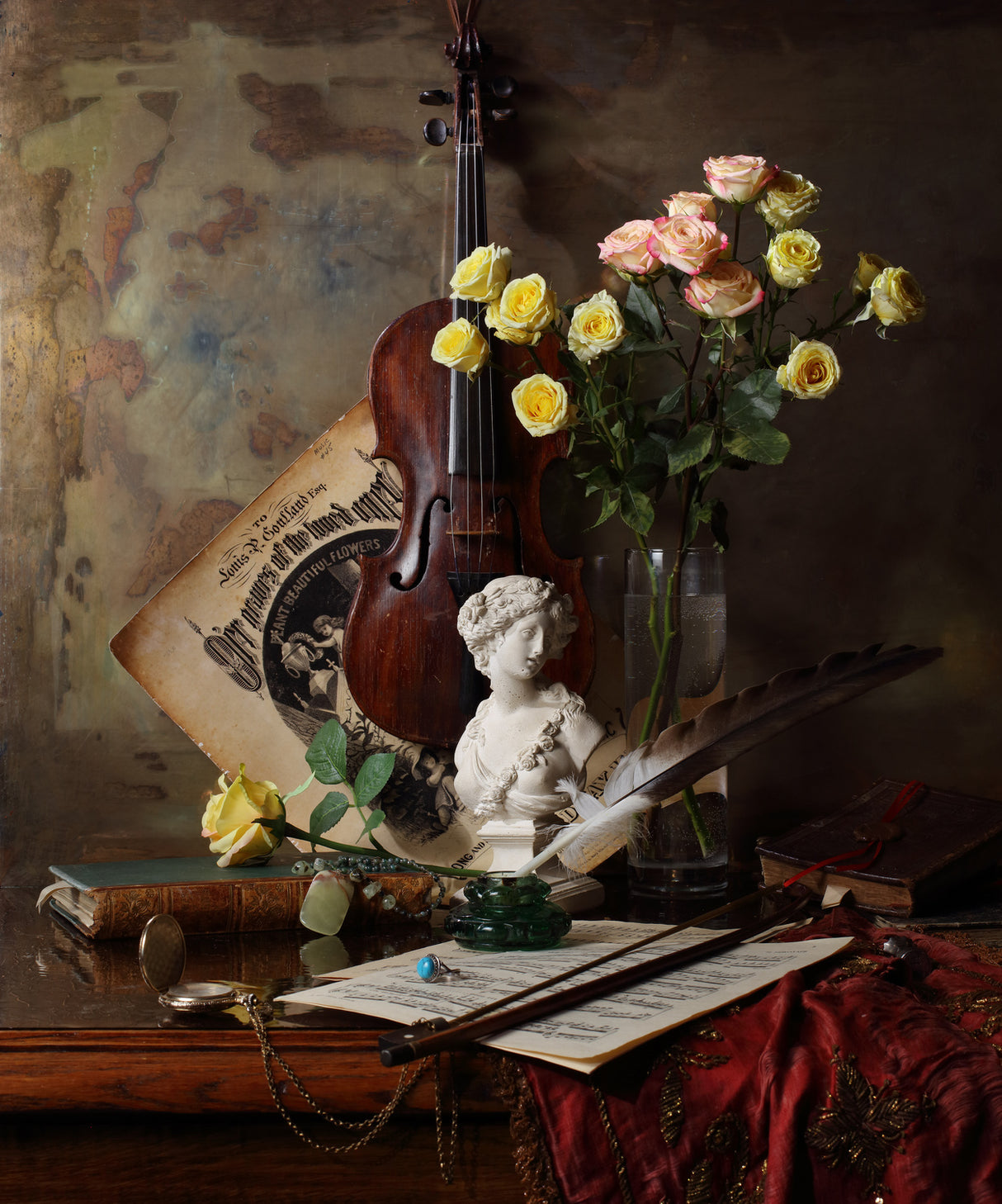 Still life with violin and bust Poster och Canvastavla