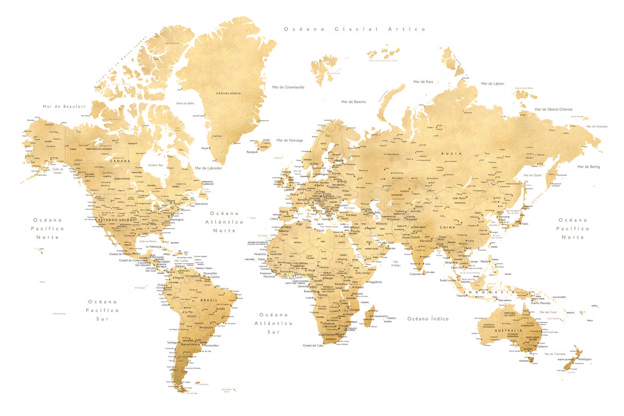 Rossie world map in Spanish Poster och Canvastavla