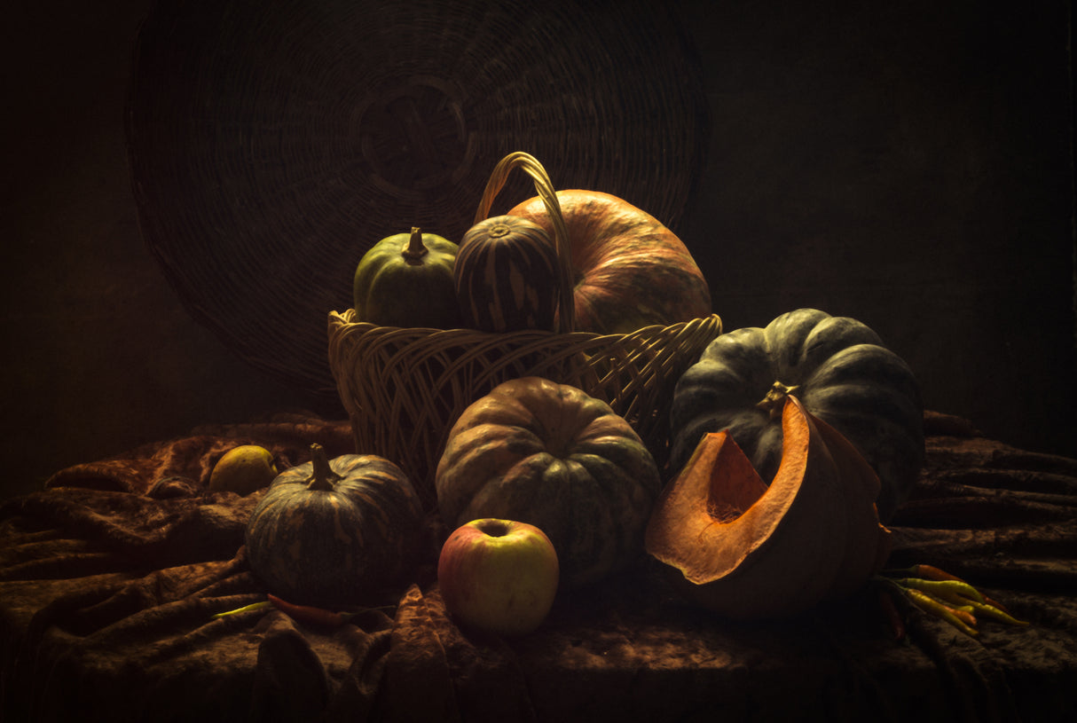 Still life with Many Pumpkins Poster och Canvastavla