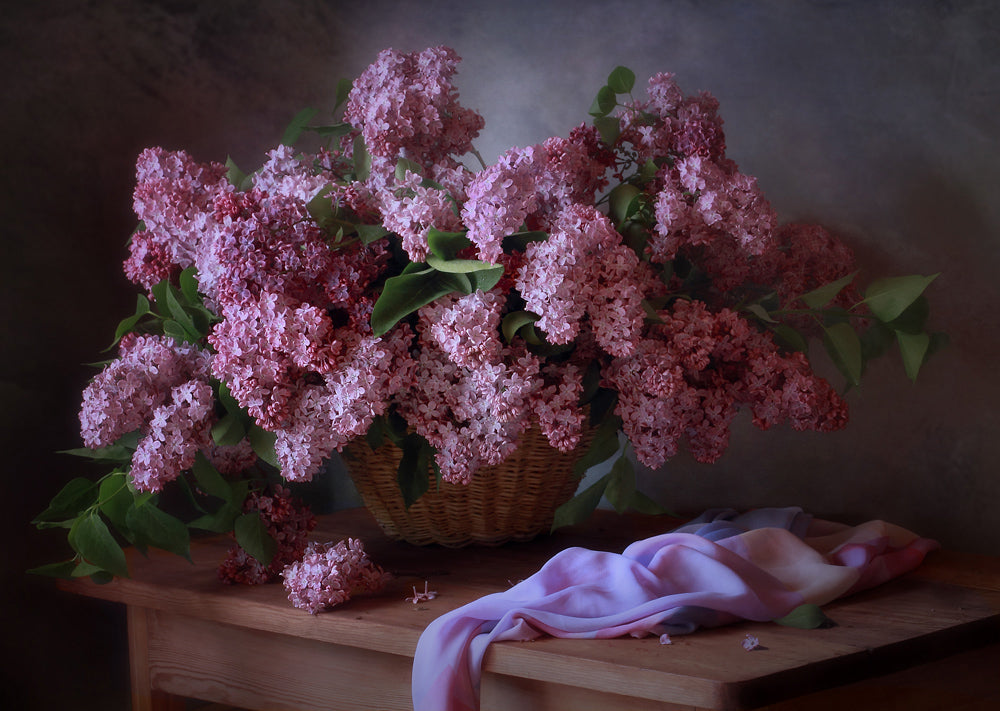 With a basket of lilacs Poster och Canvastavla