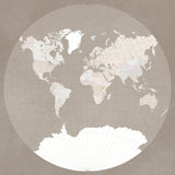 The world map in a circle, muted brown Poster och Canvastavla