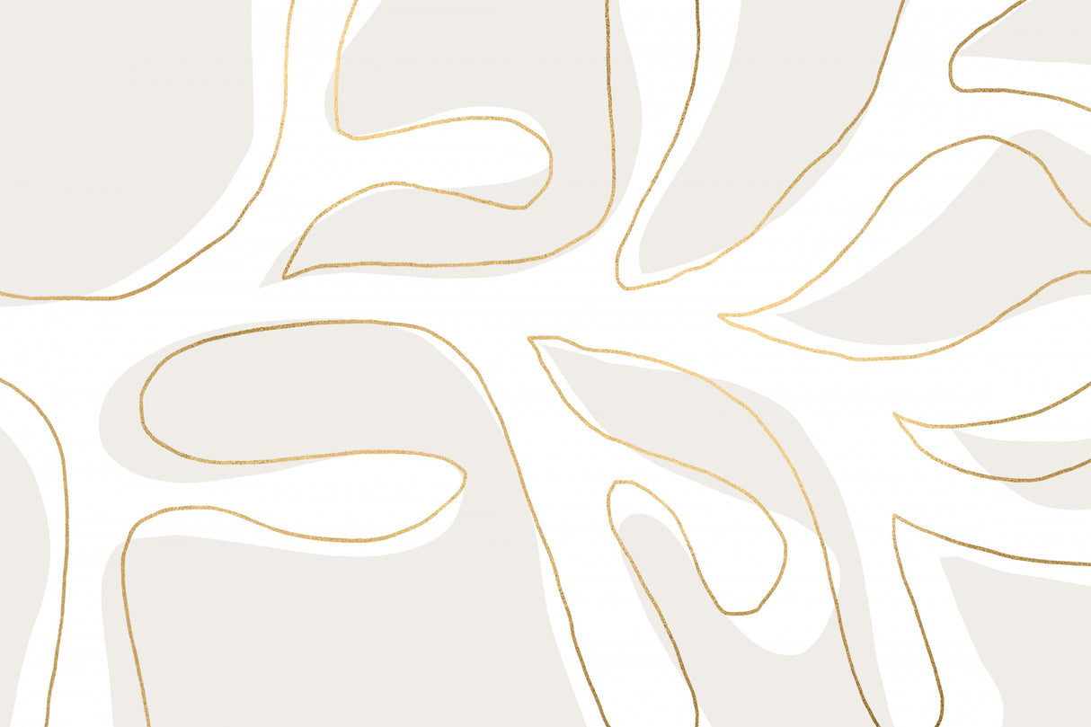 Abstract Twig White and Gold Poster och Canvastavla