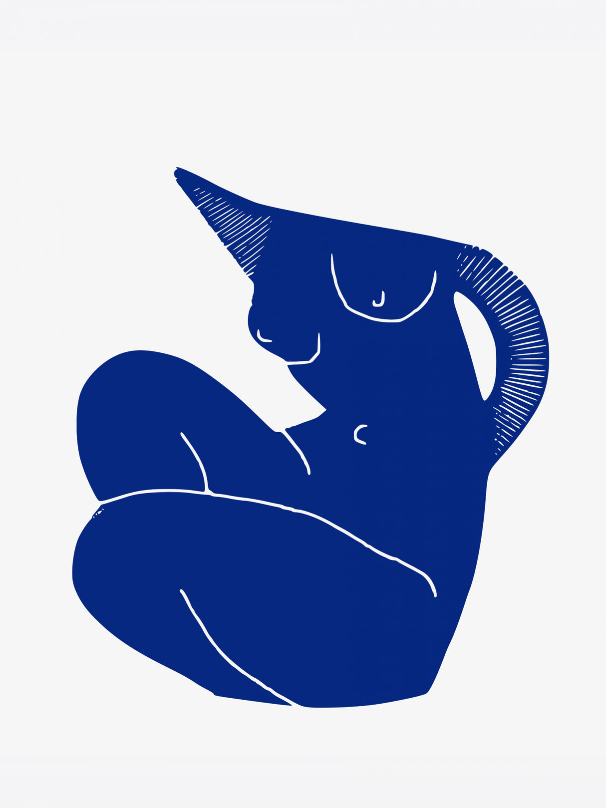 Blue Seated Nude Cut Out Poster och Canvastavla