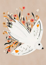 Seagull in Flowers illustration Poster och Canvastavla