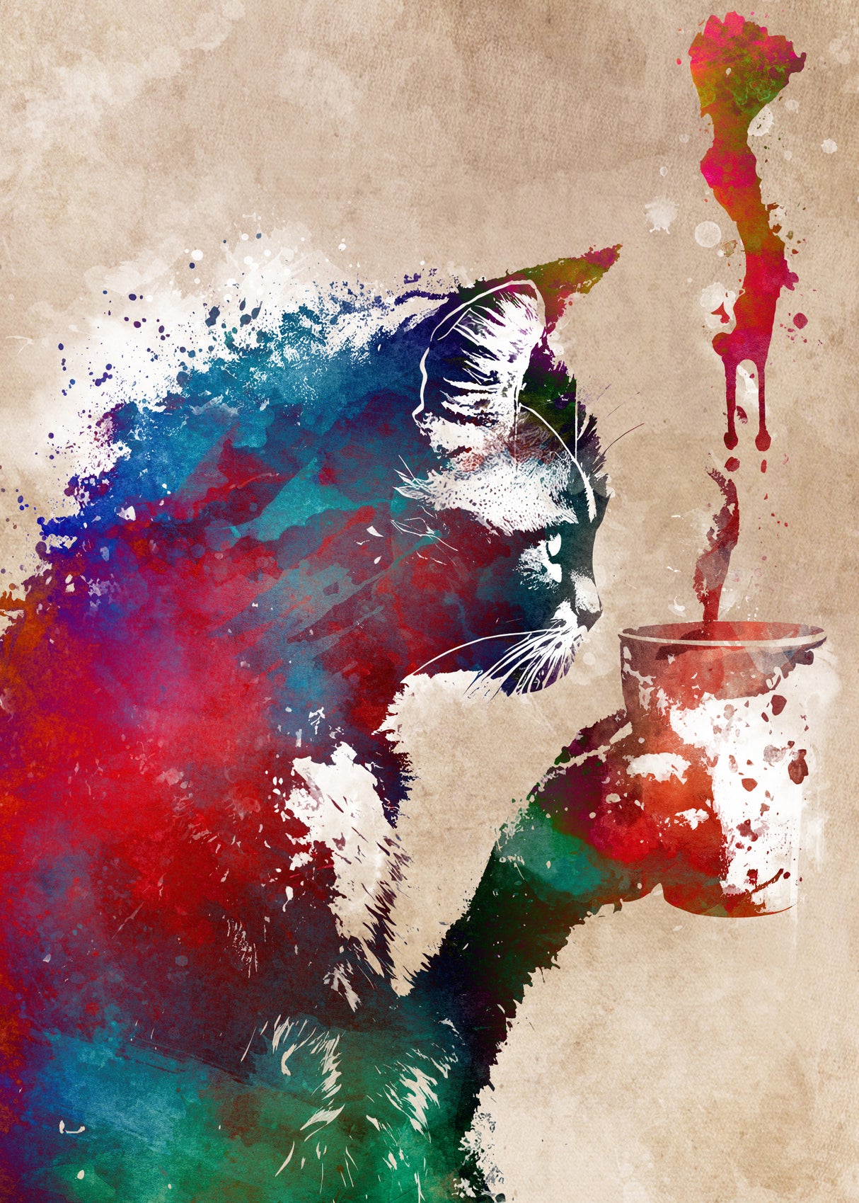 Cat and Coffee Poster och Canvastavla