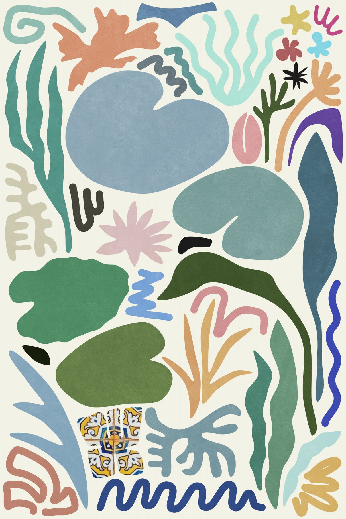 Lily Pond Colors and Shapes Poster och Canvastavla