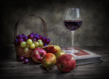 Wine, fruit and reading. Poster och Canvastavla