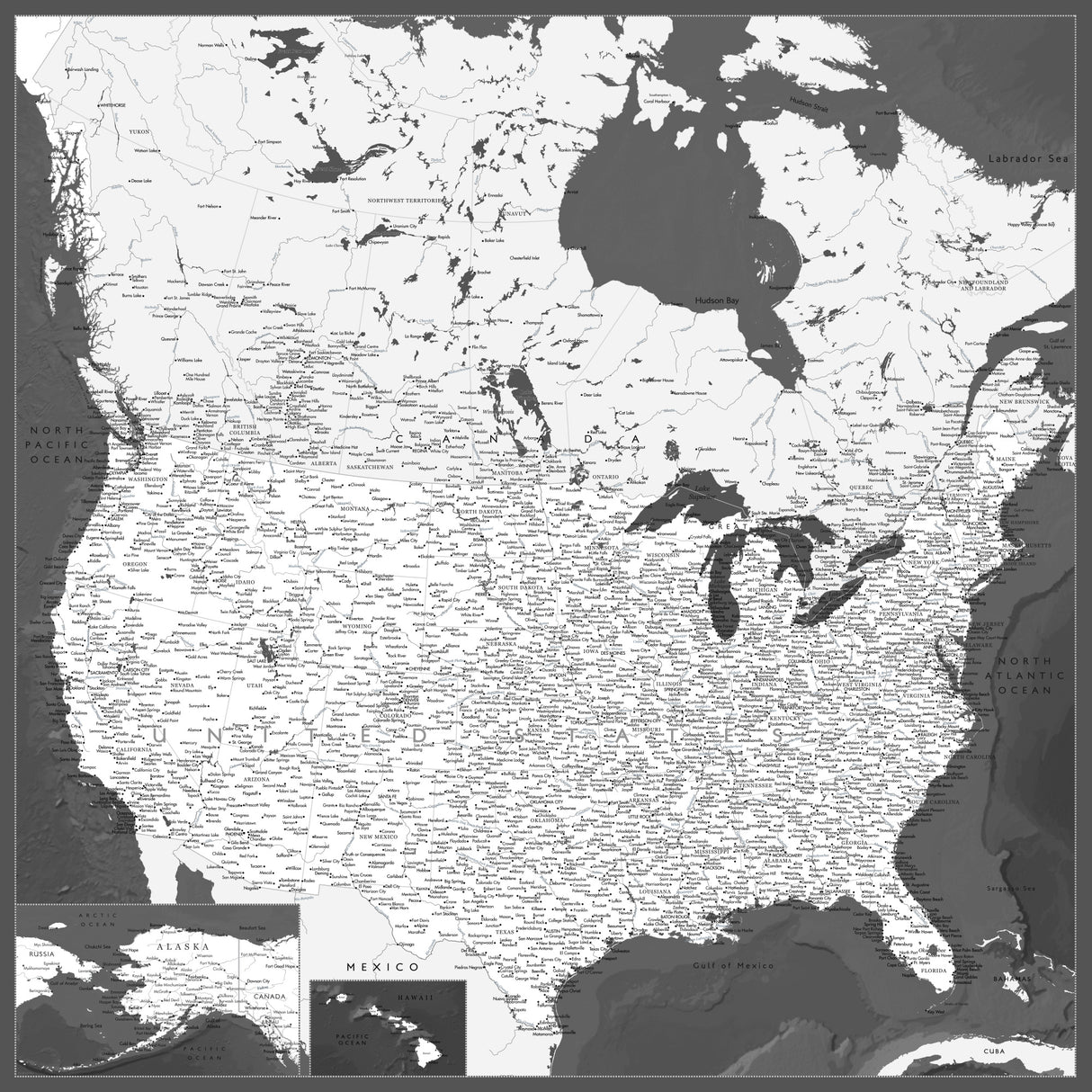 Highly detailed map of the United States, Olson Poster och Canvastavla