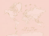 Inspirational pink and gold world map Poster och Canvastavla