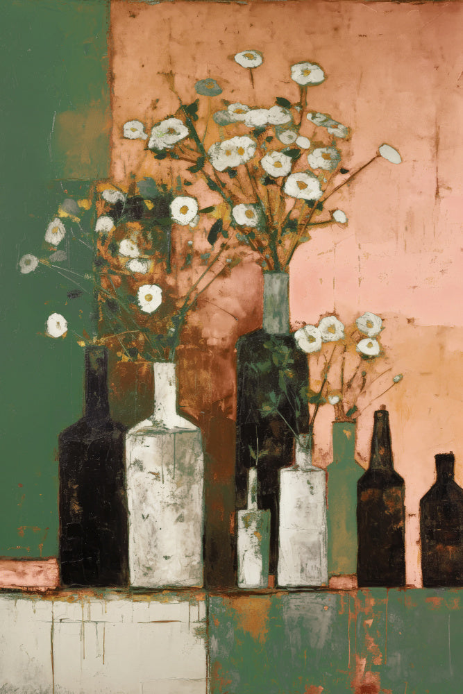 Bottles And Flowers Vas och keramikposter