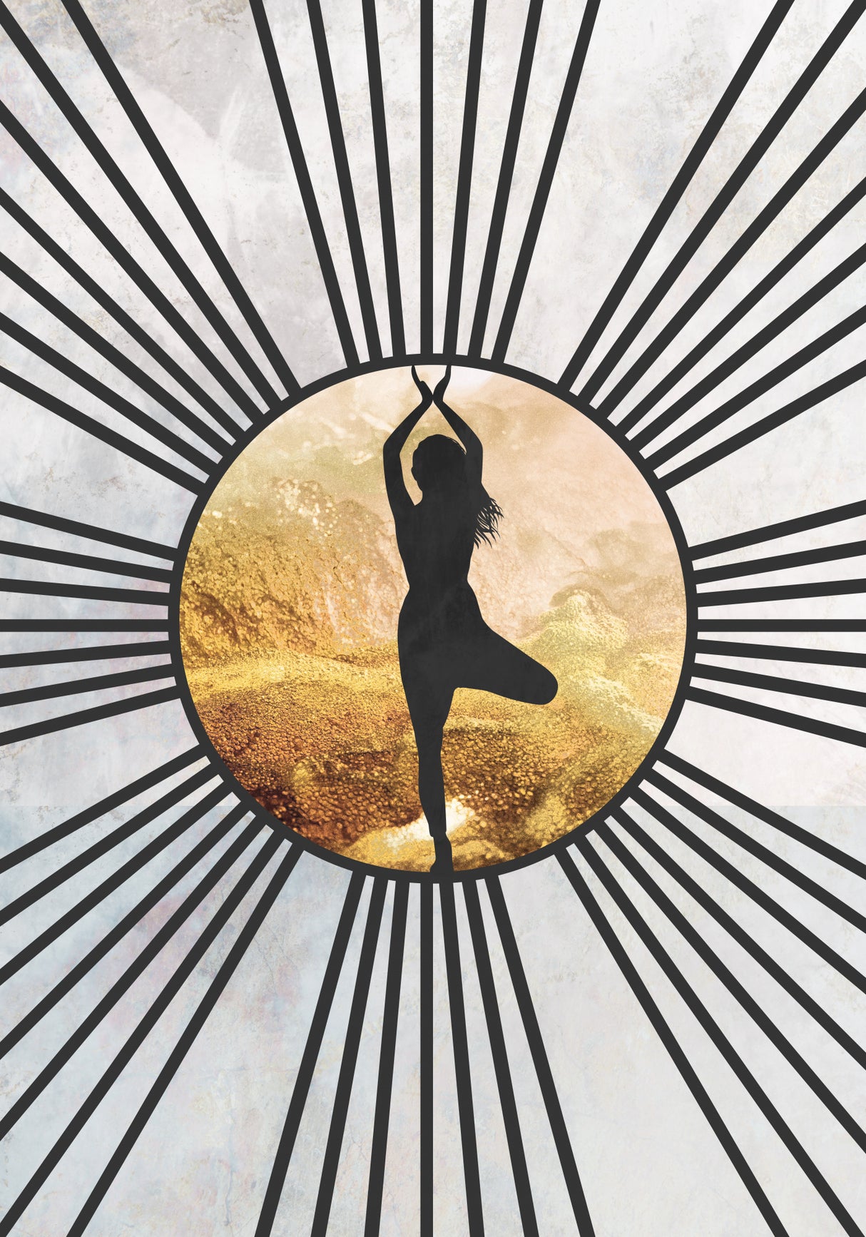 Black Gold Sun Yoga 1 Poster och Canvastavla