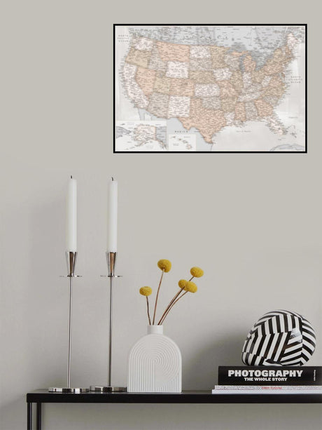 Highly detailed map of the United States, Lucille Poster och Canvastavla