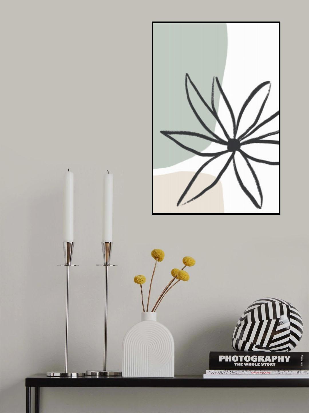 Flower Mint and Cream Poster och Canvastavla