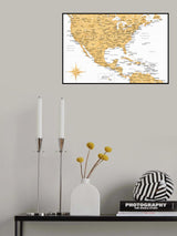 Golden map of USA and Mexico Poster och Canvastavla