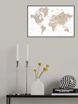 Watercolor world map with countries, Abey Poster och Canvastavla