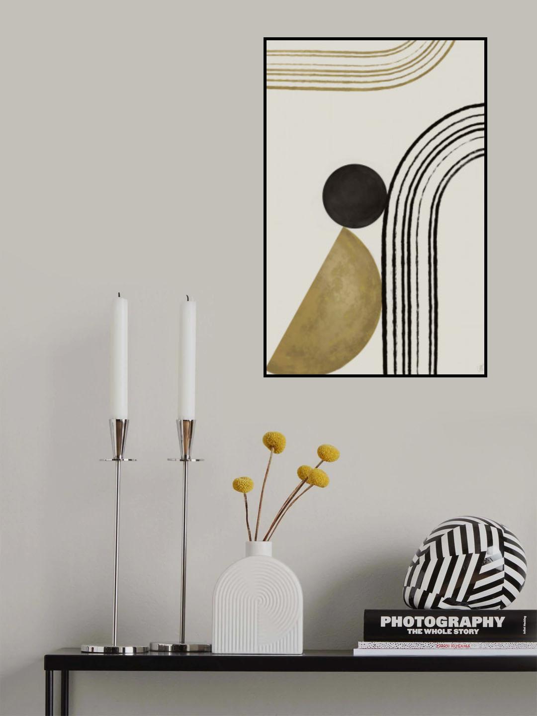 Scandi Gold Abstract Poster och Canvastavla