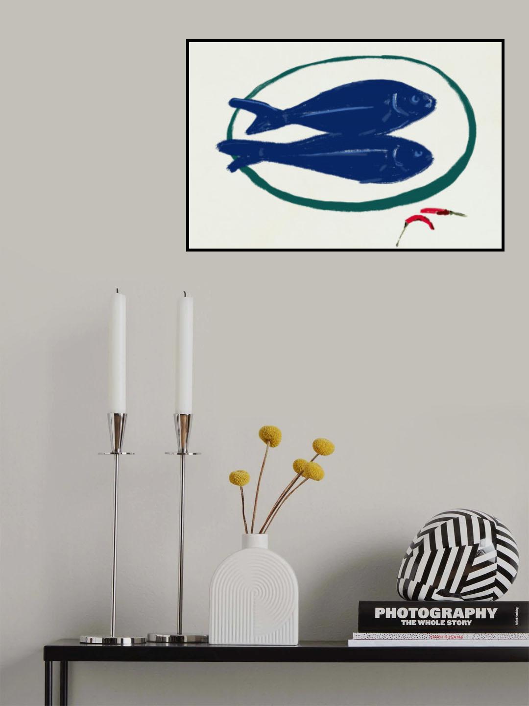 Blue fishes still life Poster och Canvastavla