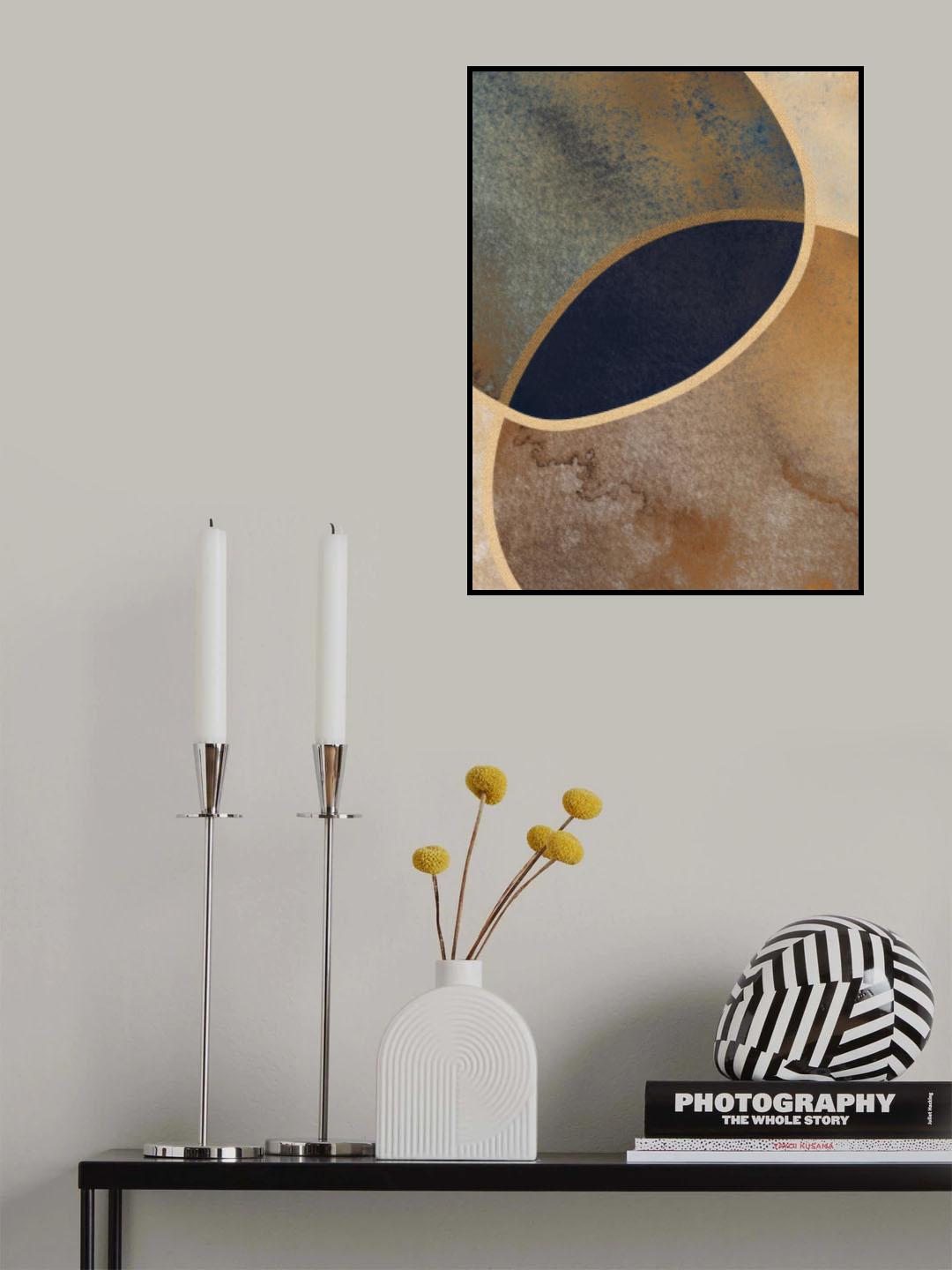 Abstract Circles With Gold 1 Poster och Canvastavla