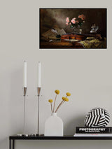 Still life with violin and roses Poster och Canvastavla