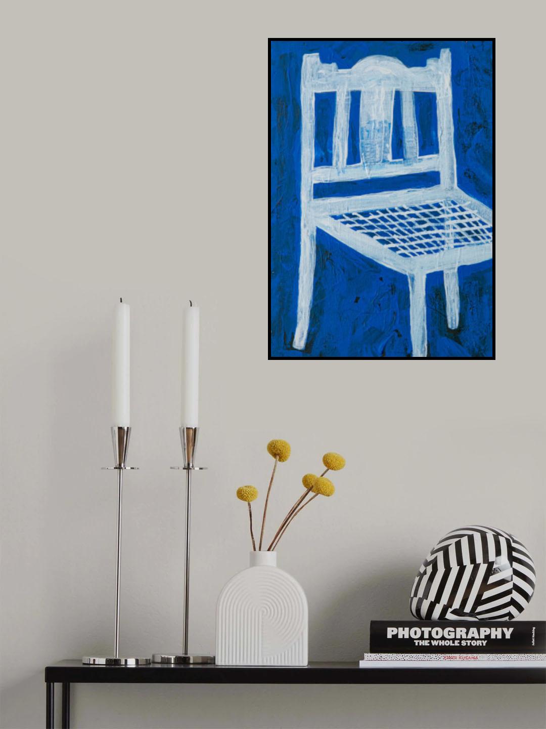 White Chair On Blue Poster och Canvastavla