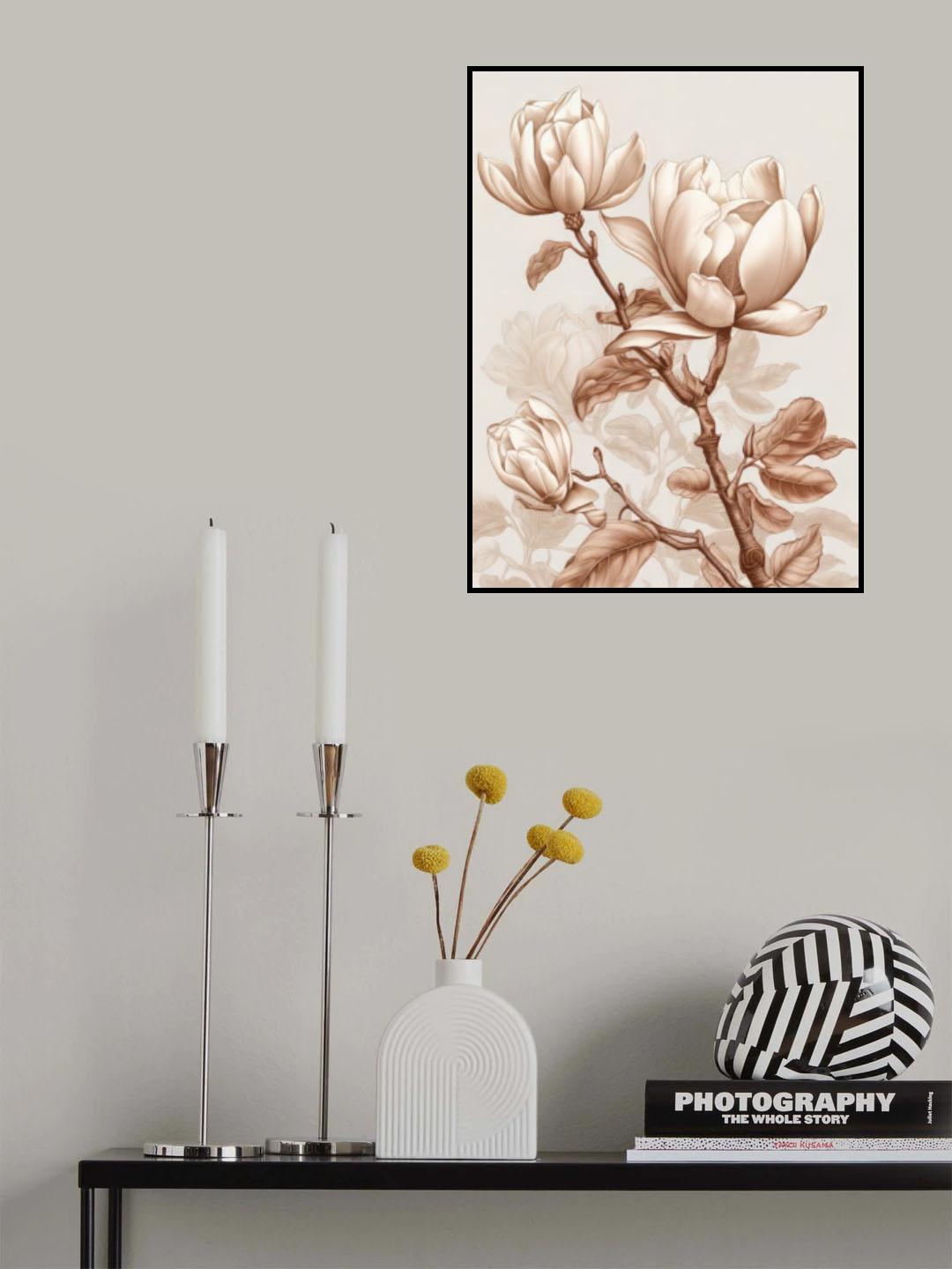 Beige Flowers 3 Poster och Canvastavla