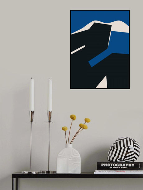 Blue and Black Plain Abstract Poster och Canvastavla