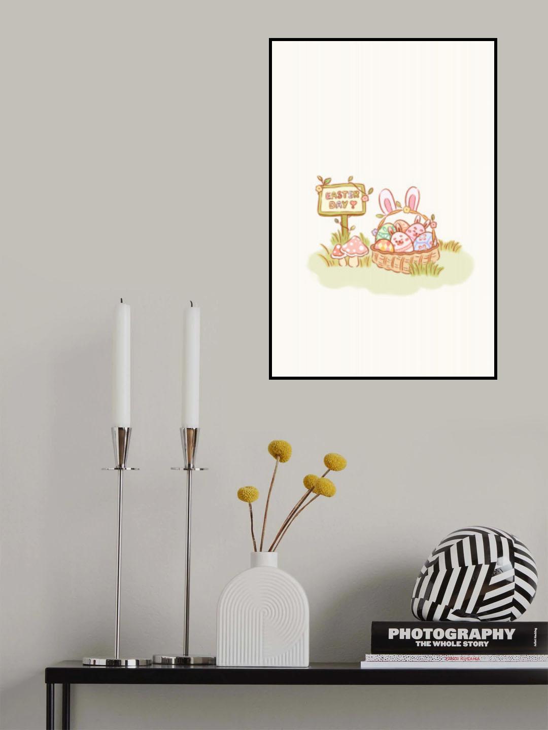 Cute Yellow Bunny Chubby Easter Eggs Poster och Canvastavla